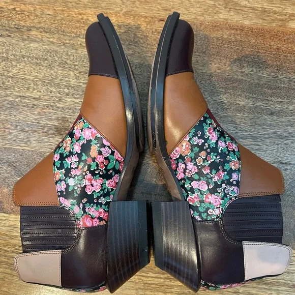 Coach Women's Patchwork Ankle Boots - Brown, Red, Floral - Picture 6 of 11